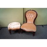 A Victorian style nursing chair and footstool