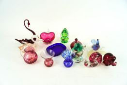 A Murano duck paperweight and other items