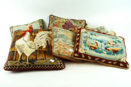 Seven tapestry feather scatter cushions,