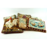 Seven tapestry feather scatter cushions,