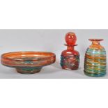 A collection of 1970's studio art glass by Mdina in the Maltese swirl pattern