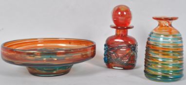 A collection of 1970's studio art glass by Mdina in the Maltese swirl pattern