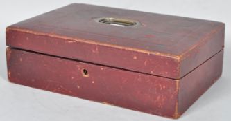 A mid 19th century leather writing slope with fitted interior and inkwell