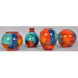 Four Poole pottery gemstone vases, all of assorted ovoid form,