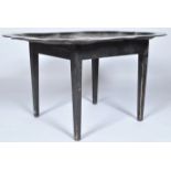 A 20th Century antique bespoke tray table comprising of an ebonised scalloped metal tray top