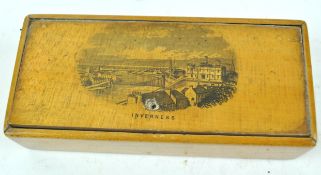 A Mauchlinware box, decorated a scene of Inverness, and a similar notepad