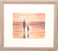 Roland Hill, Mother & Child " end of day" watercolour, singed and titled verso