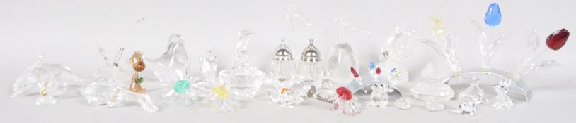 A group of Swarovski crystal ornaments