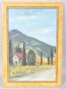 Continental school, A Building in an alpine landscape, oil on canvas,