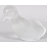 A Baccarat glass model of a duck, etched mark to base,