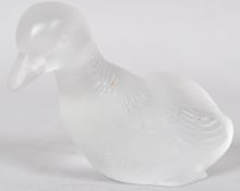 A Baccarat glass model of a duck, etched mark to base,