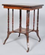 An Edwardian rosewood and marquetry two tier occasional table,