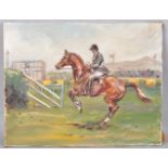 20th century school, The show jumper, oil on canvas