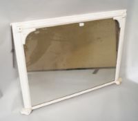 A Victorian rectangular over mantle mirror, later painted white,
