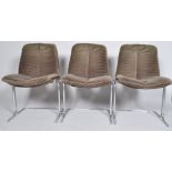 Tim Bates Pieff, a set of three 1970's retro vintage chrome cantilever chairs