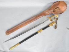 A 19th century Naval Officer's sword with shagreen and gilt pommel,