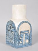 A Troika pottery vase, of moulded form with abstract decoration,