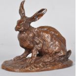 After P J Mene, a bronze study of a hare,
