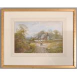 School of Silvester Stannard, Figure on a country lane, watercolour and body colour,