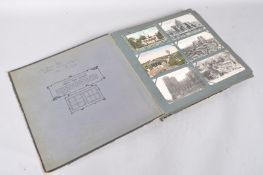 An early 20th century postcard album, containing three WWI hospital scenes,