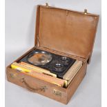 A Victorian stereoscope graphoscope viewer with 100 early stereoview photos,