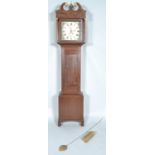 A 19th century oak longcase clock, the painted dial named for "W. Burch/ Glastonbury"