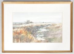 Nicholas Briston, Marshland landscape, watercolour,