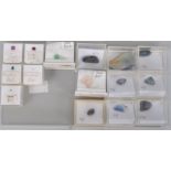 A collection of gemstones encased within individual boxes