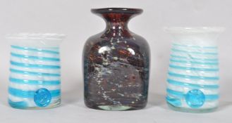 A collection of 20th century studio art glass Mdina vases