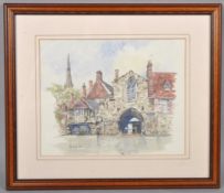 Roland Hill, Salisbury Cathedral, watercolour, signed and inscribed verso