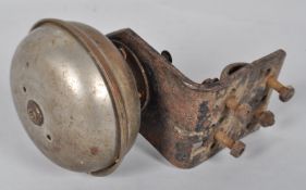 An early 20th century "Clarion Bell" tram bell on mount, stamped, Made in the U.S.A.