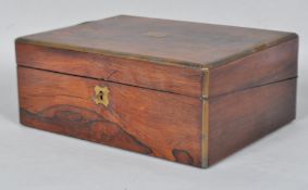 A mid 19th century brass bound rosewood writing slope, with fitted interior, 12cm high,