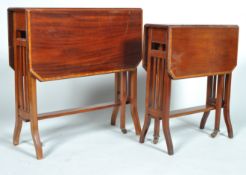 Two reproduction mahogany Sutherland table in sizes, inlaid with stringing to top,