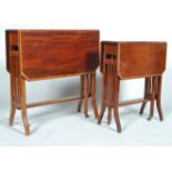 Two reproduction mahogany Sutherland table in sizes, inlaid with stringing to top,