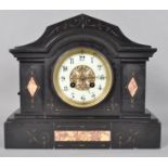 A Victorian slate mantle clock,