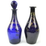 A Bristol Blue glass brandy decanter and stopper,
