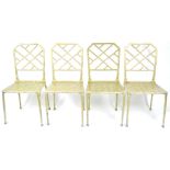 Four gold painted metal chairs,cast to simulate bamboo,