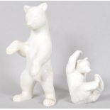 A pair of KPM Berlin porcelain clear glazed ceramic bears