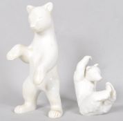 A pair of KPM Berlin porcelain clear glazed ceramic bears