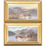 F Walters, Highland cattle in a landscape, oil on canvas,