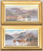 F Walters, Highland cattle in a landscape, oil on canvas,