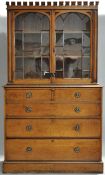 A 19th century Gothic style oak secretaire bookcase,