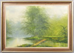 An oil on canvas, Bamboo Forest, 20th Century School, framed,