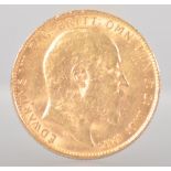 A loose full sovereign coin, dated 1909