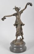 An Art Nouveau style bronze model of an Eastern female dancer, after C.L.J.R. Colinet,