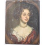 Lady Mary Worsley, portrait, oil on panel, 'Lady Worsely, wife of Sy James 1677, Aet 30/Her Self',