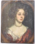 Lady Mary Worsley, portrait, oil on panel, 'Lady Worsely, wife of Sy James 1677, Aet 30/Her Self',