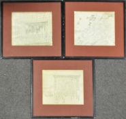 Three Chinese pen and ink drawings, circa 1900, 44cm x 35cm (excluding frame),