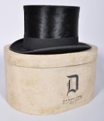 A vintage gentleman's black silk top hat by C A Dunn, London,