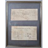 A Cheltenham & Gloucester bank note and cheque, the One pound bank note numbered F1121,